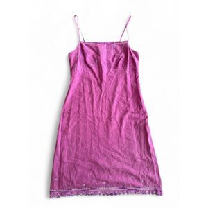 Dosa Cotton Embroidered Purple Slip Dress 3